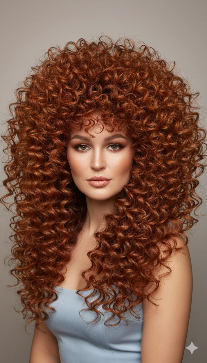 Роскошные огненно-медные кудри с максимальным объёмом 