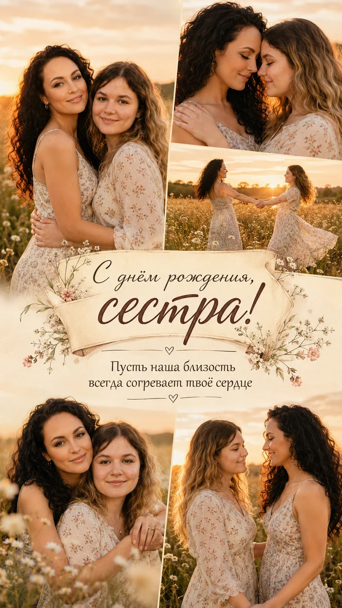 Фотосессия коллажное поле    Две сестры , день рождения  
