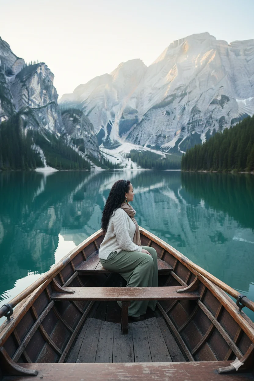 Сцена горного озера в кинематографичном стиле