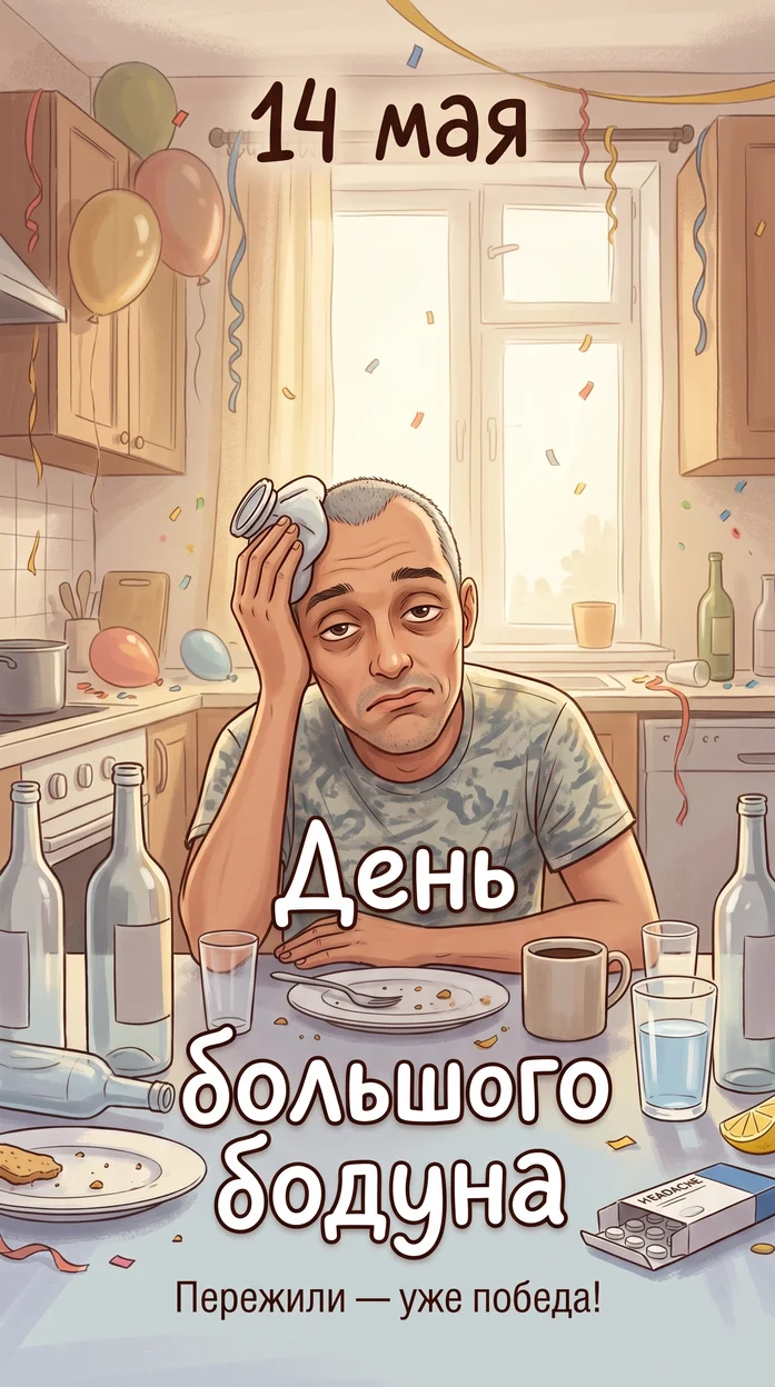 День большого бодуна — ироничная иллюстрация