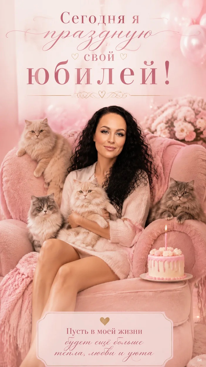 Фотооткрытка нежная с кошками