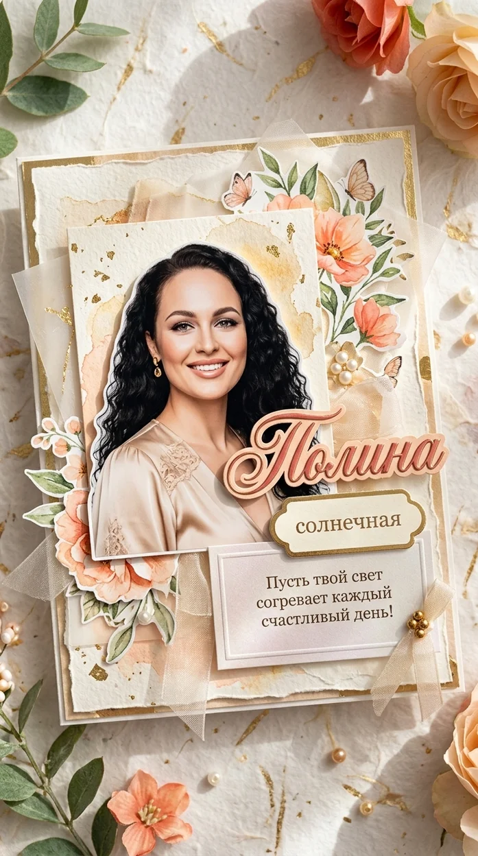 «Полина» именная открытка 