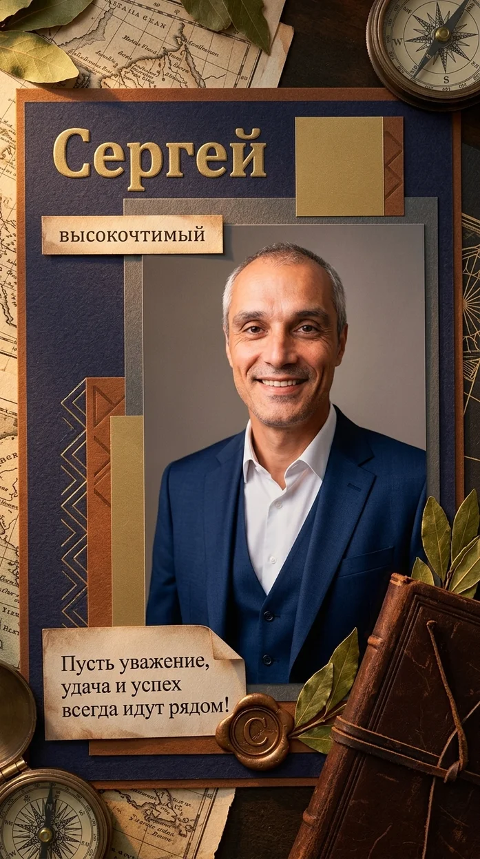 «Сергей» именная открытка 