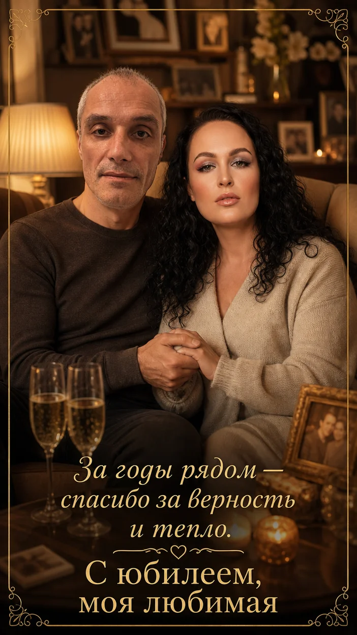 Фотосессия спустя годы: поздравление жене в семейном интерьере