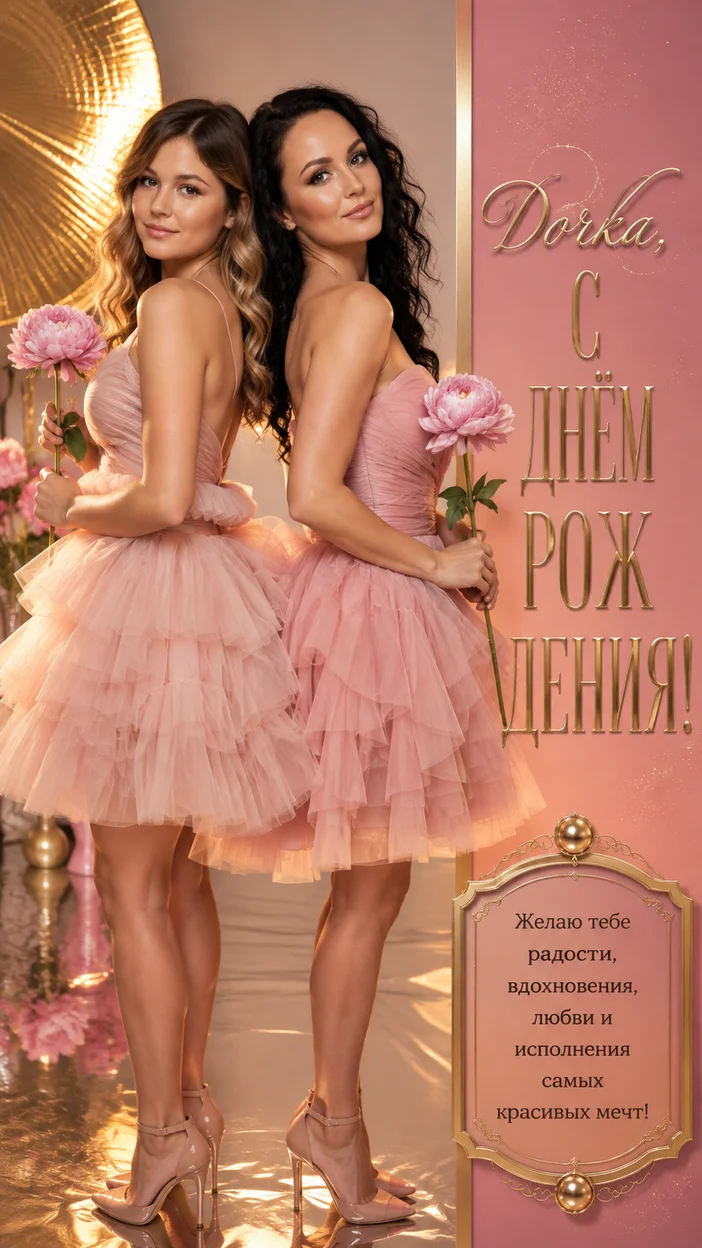 Фотооткрытка для дочери с текстом "Дочка, с днём рождения!"
