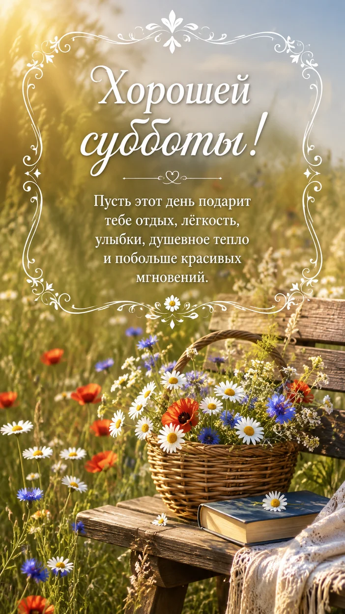 Фотооткрытка с текстом «Хорошей субботы!»
