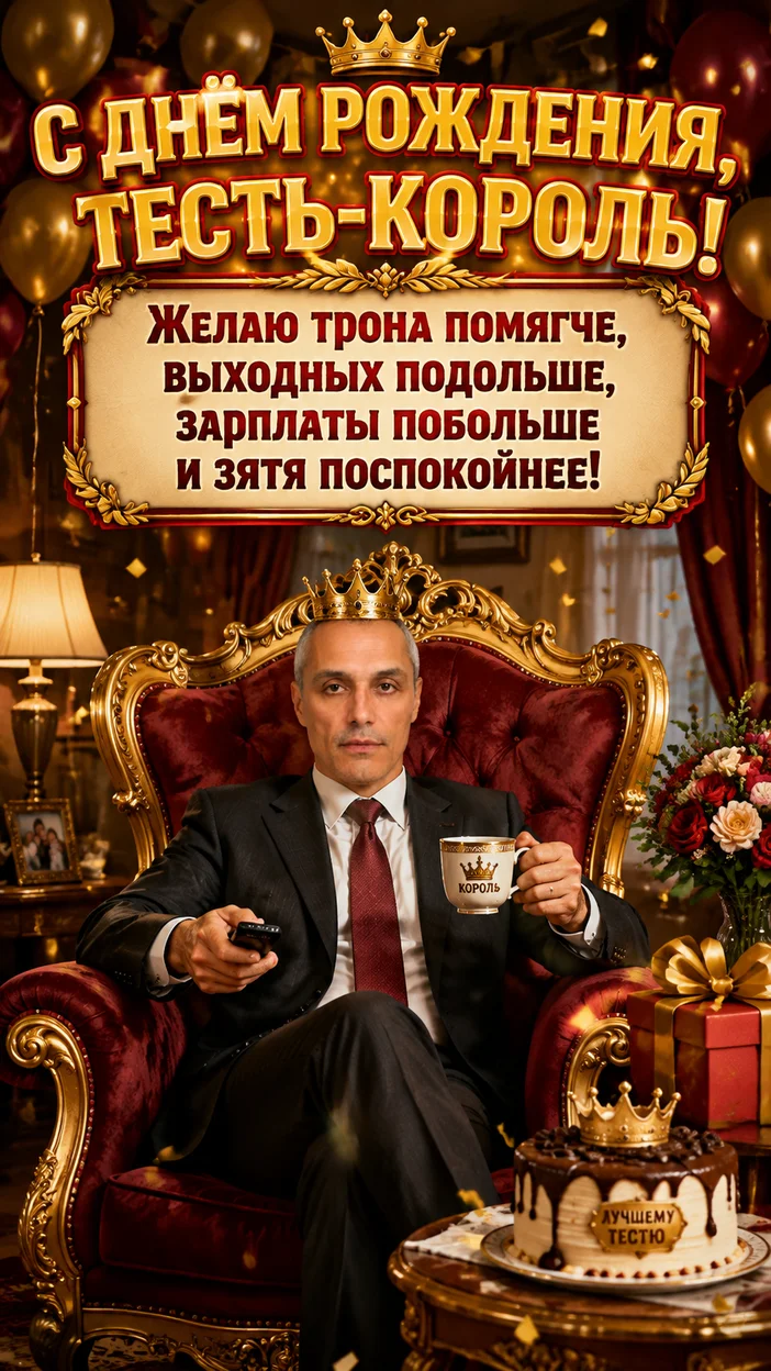 Фотосессия тестя на троне