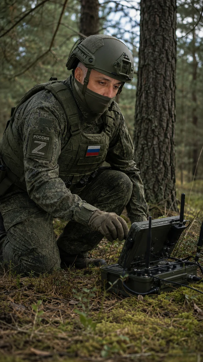 Фотосессия военного оператора в лесу 