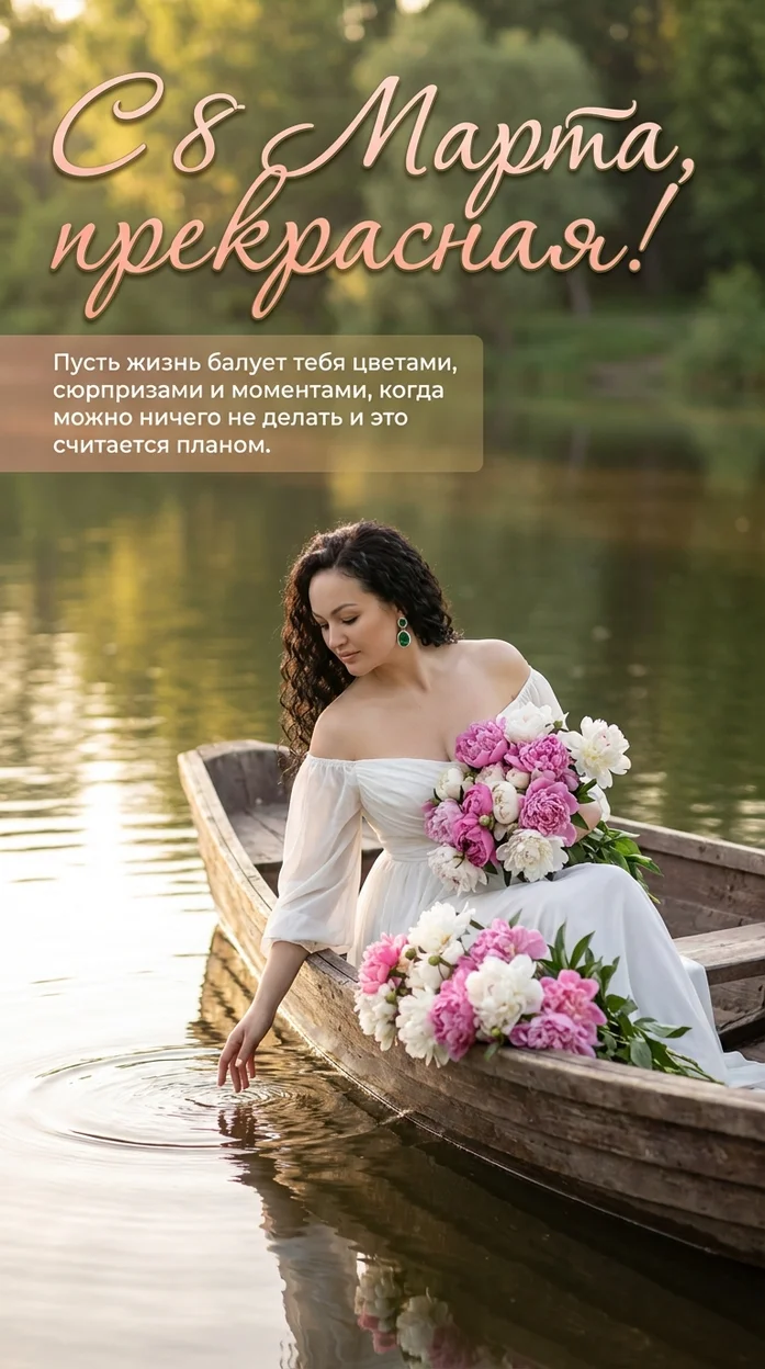 «С 8 Марта, прекрасная!» - открытка с вашим фото 