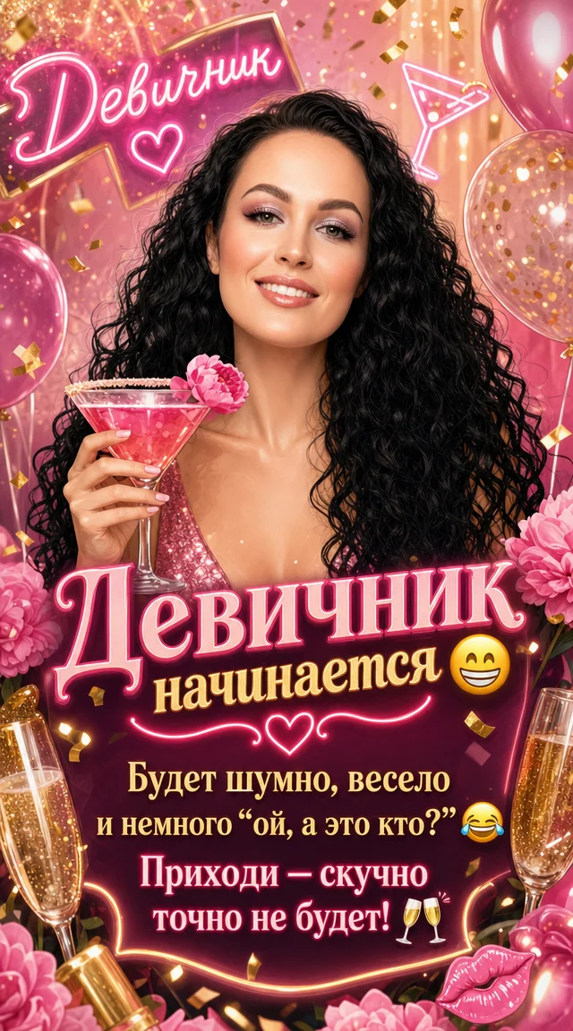 Пригласительная на девичник с вашим фото ИИ 