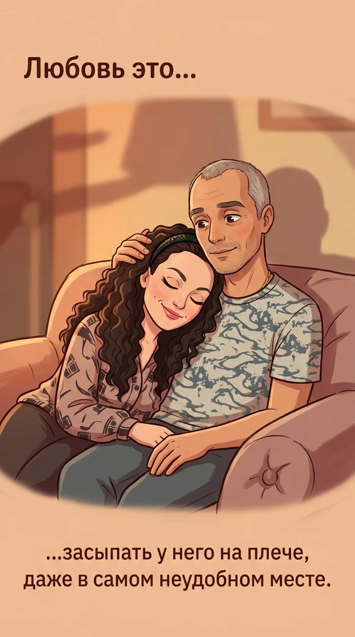 Открытка «…засыпать у него на плече, даже в самом неудобном месте.» 