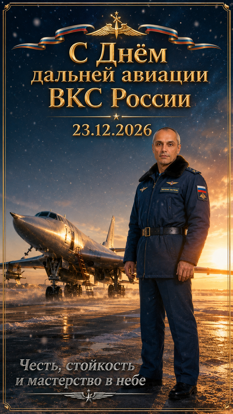 День дальней авиации ВКС России — 23.12.2026 — торжественный закат на аэродроме