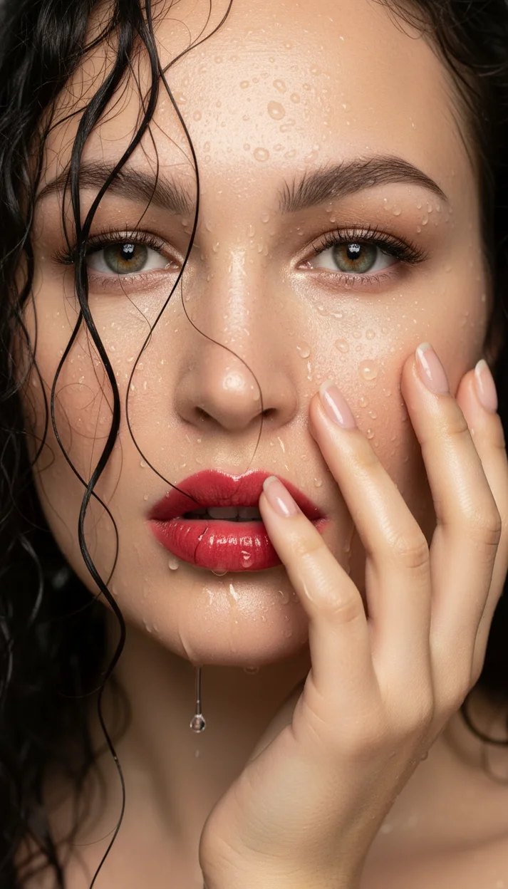 Фотореалистичный ультра-крупный портрет девушки (extreme close-up)