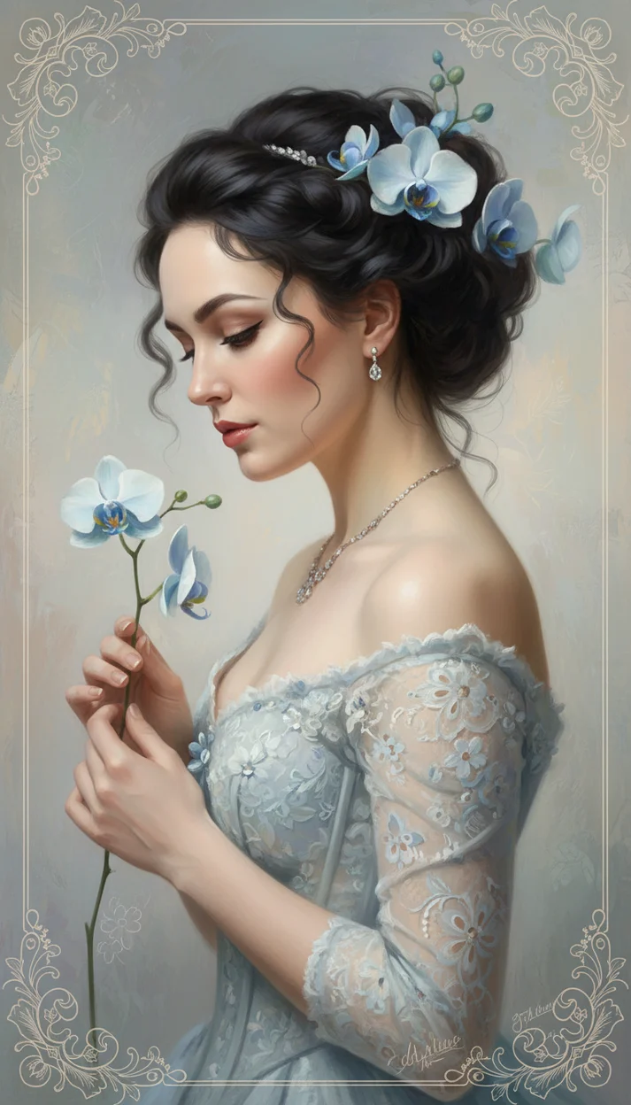 художественный портрет в романтической винтажной эстетике с мягкой живописной прорисовкой