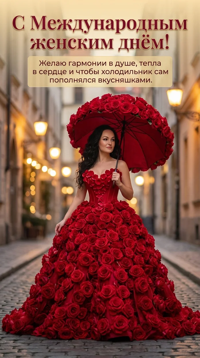 «С Международным женским днём! Открытка с вашим фото 