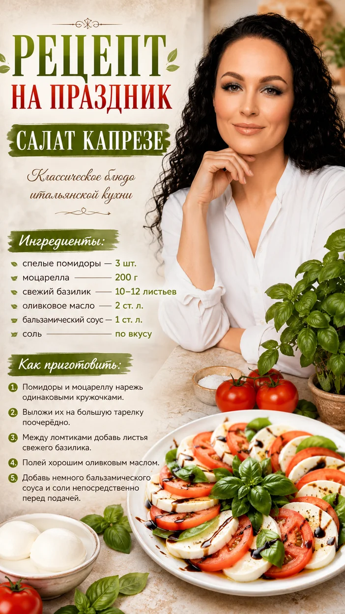 Фотосессия капрезе на праздничной кухне