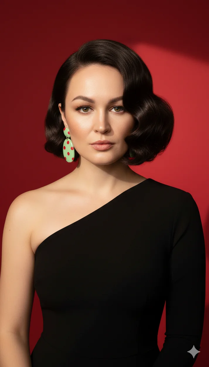 Короткое объёмное каре с мягкими волнами и боковым пробором  -  замена прически 