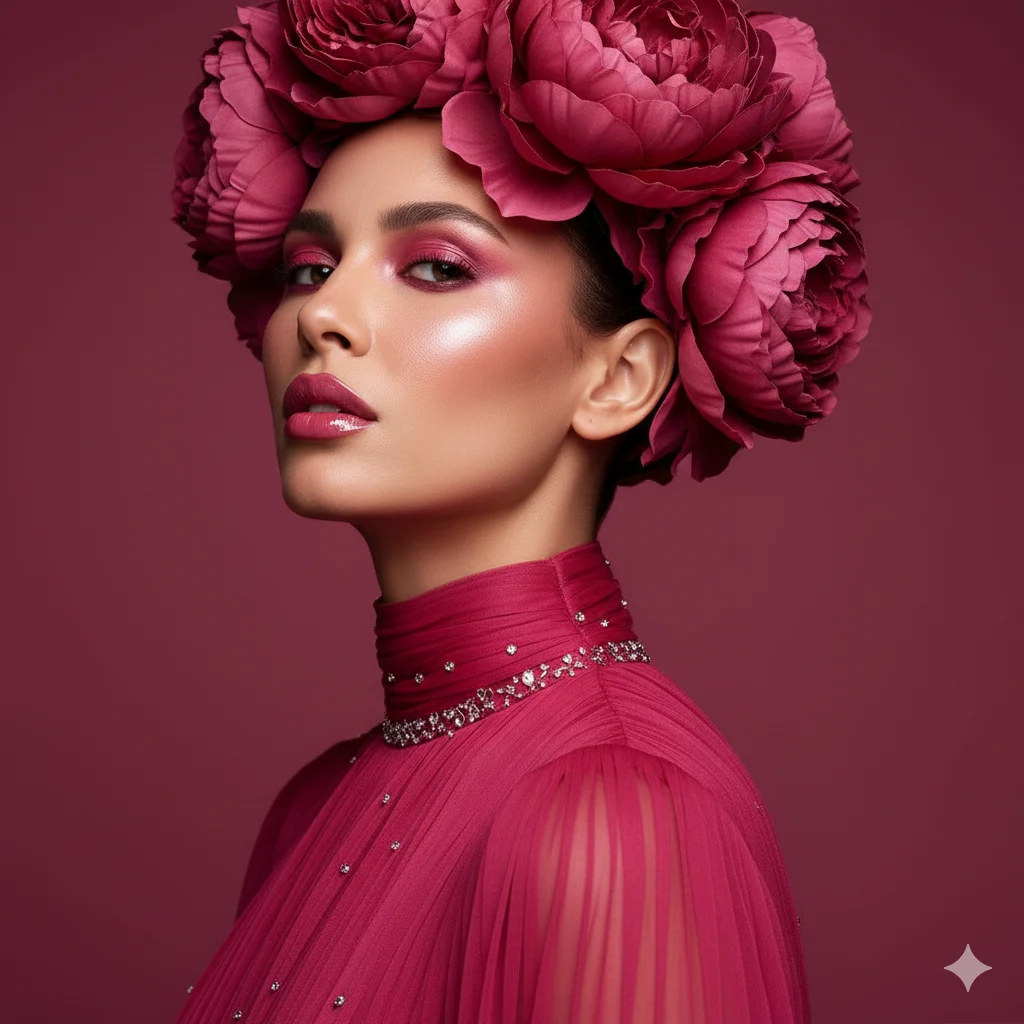 Сцена для продаж  - Серьги (Образ выполнен в насыщенной розово-малиновой палитре)