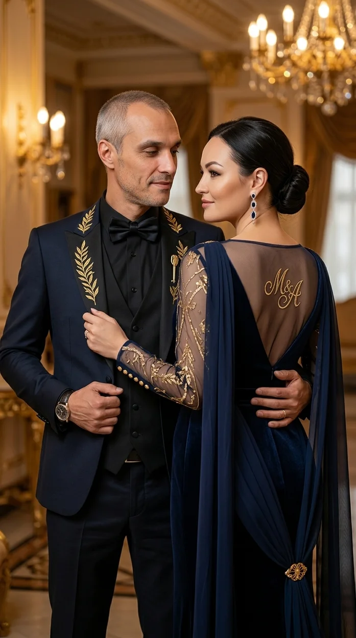  сцена элегантной пары в роскошном интерьере, стиль luxury