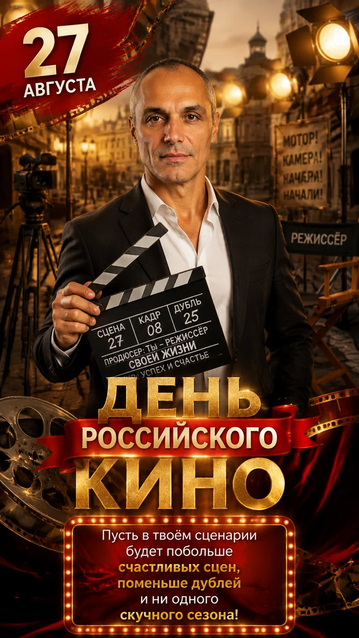 Фотосессия мужчины в тёмном костюме на съёмочной площадке
