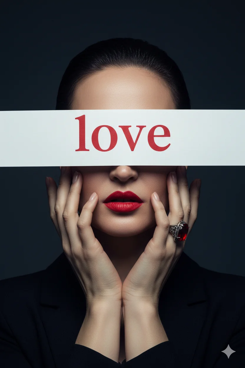 Женщина в студии    с надписью