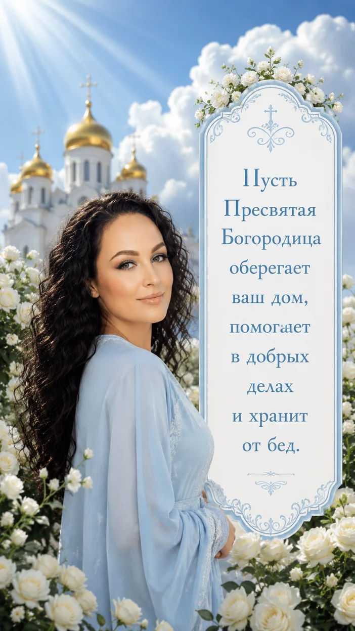 Фотооткрытка с голубой композицией