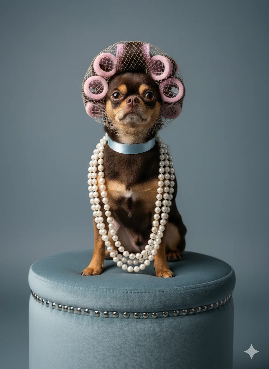 Собачка с бигудями 