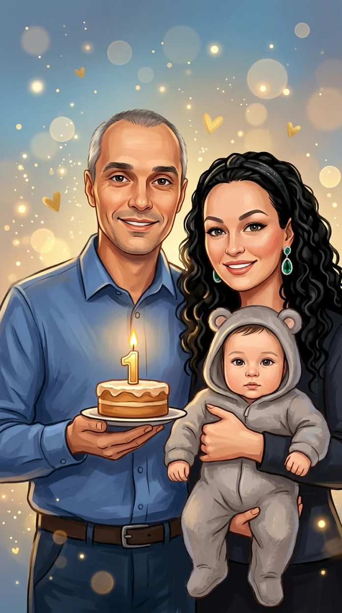 Семейное фото с младенцем  - ДР 1 годик 