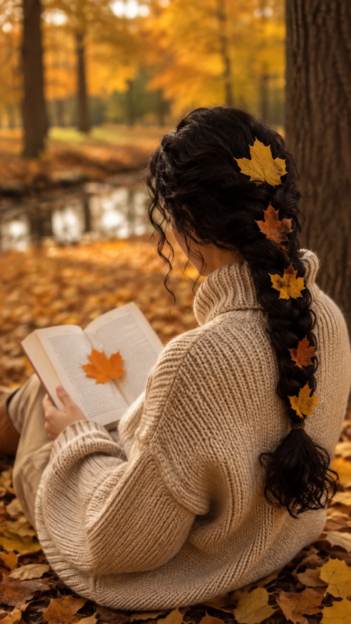 Фотосессия с книгой в осеннем парке