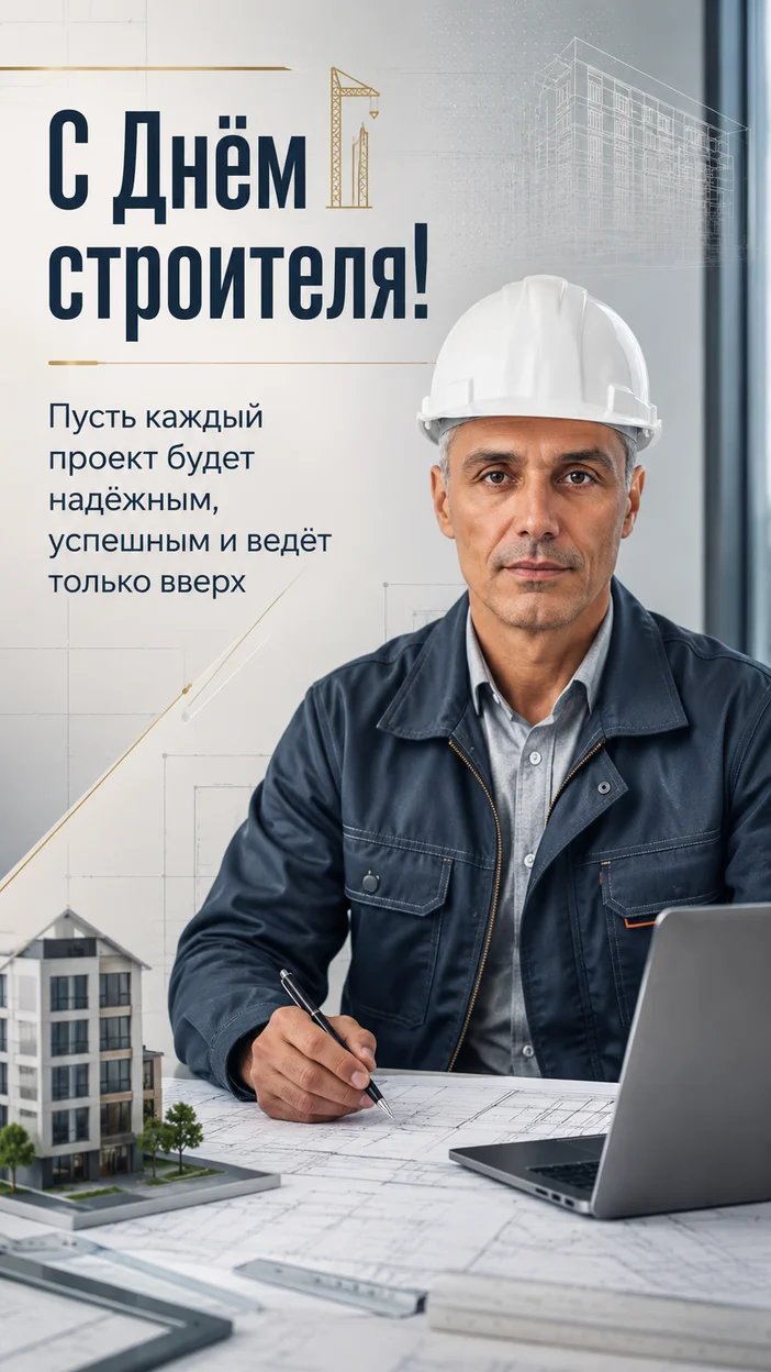 Фотосессия мужчины в строительной форме в офисе