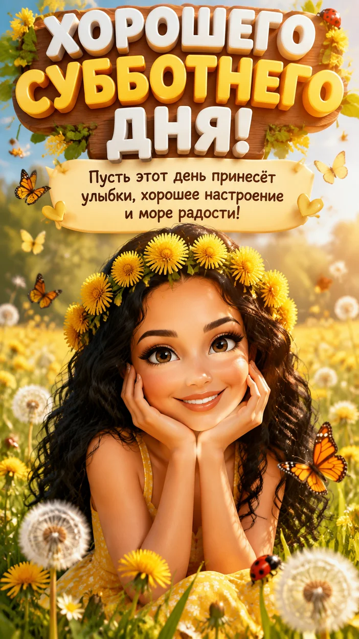 Фотооткрытка для неё с текстом "ХОРОШЕГО СУББОТНЕГО ДНЯ!"