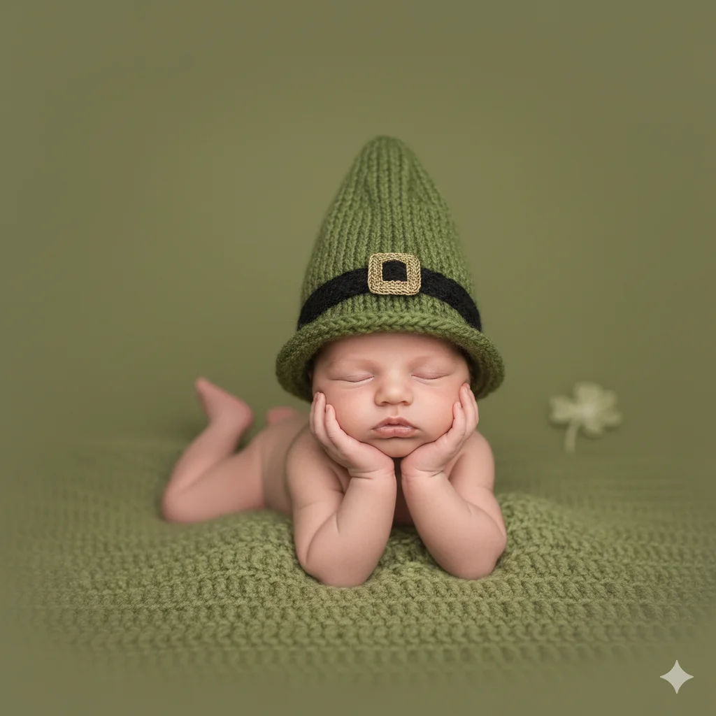 Малыш спит в шляпе лепрекона