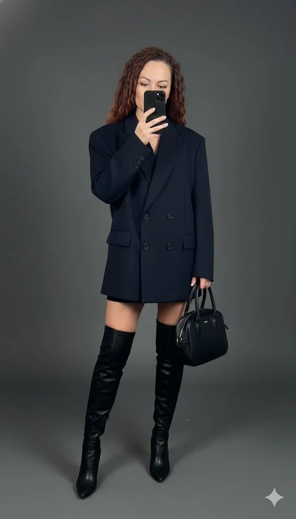 Street-style: оверсайз и ботфорты