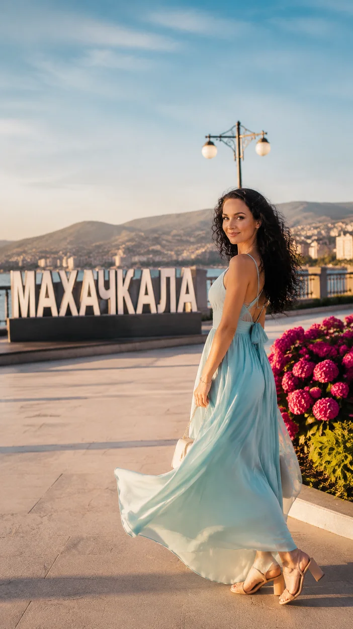 Фотосессия девушки в летнем образе в Махачкале