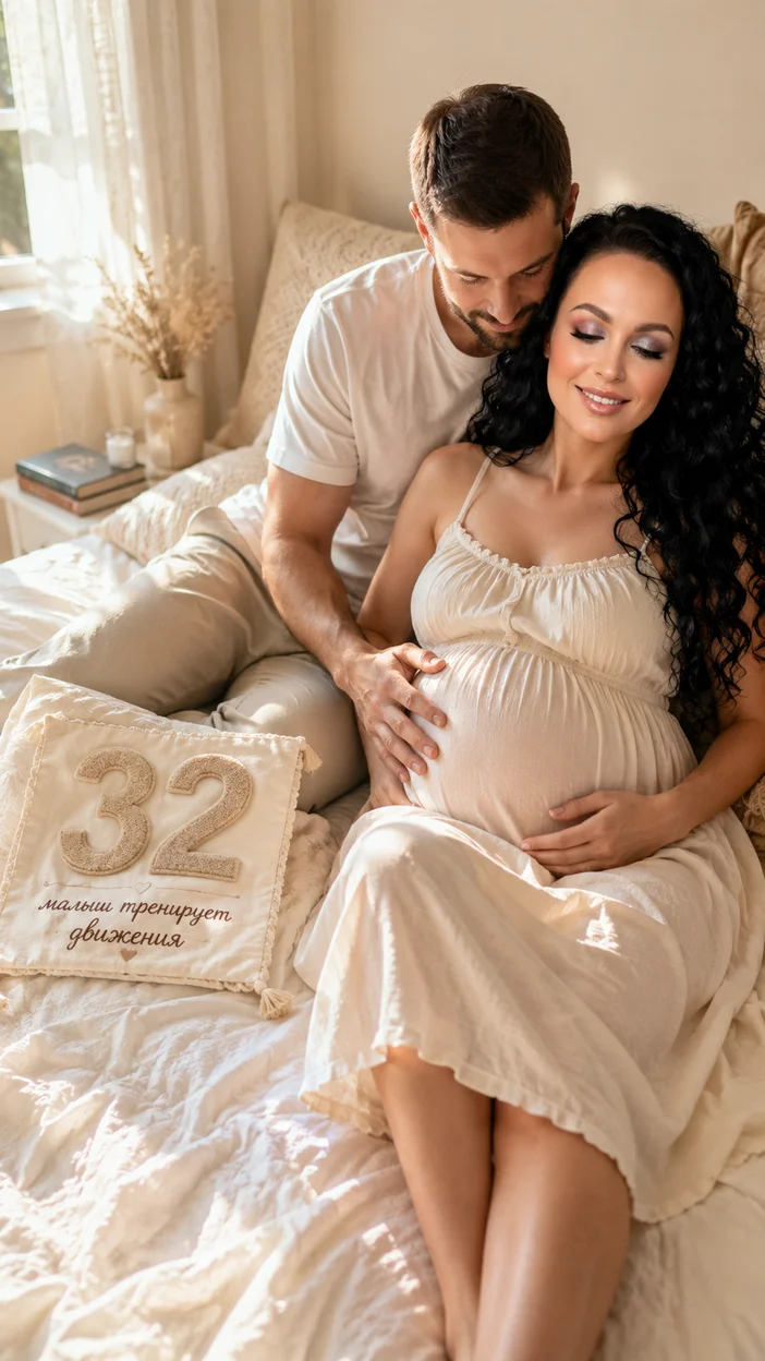 Фотосессия беременная 32 неделя на кровати
