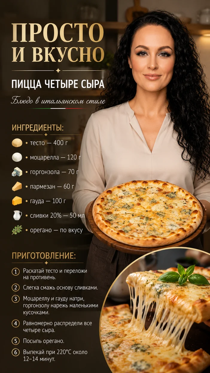 Фотосессия просто и вкусно с пиццей четыре сыра