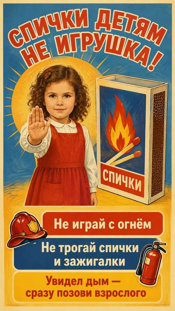 Фотосессия детского плаката «СПИЧКИ ДЕТЯМ НЕ ИГРУШКА!»
