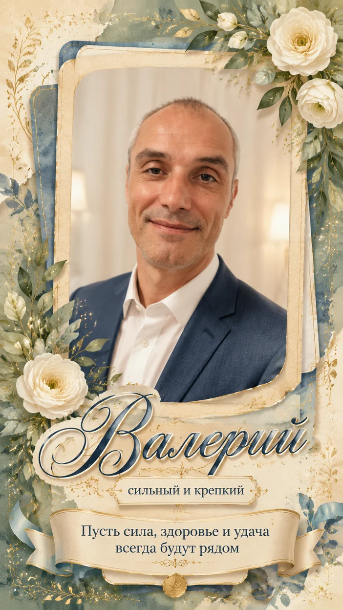 «Валерий» именная открытка 