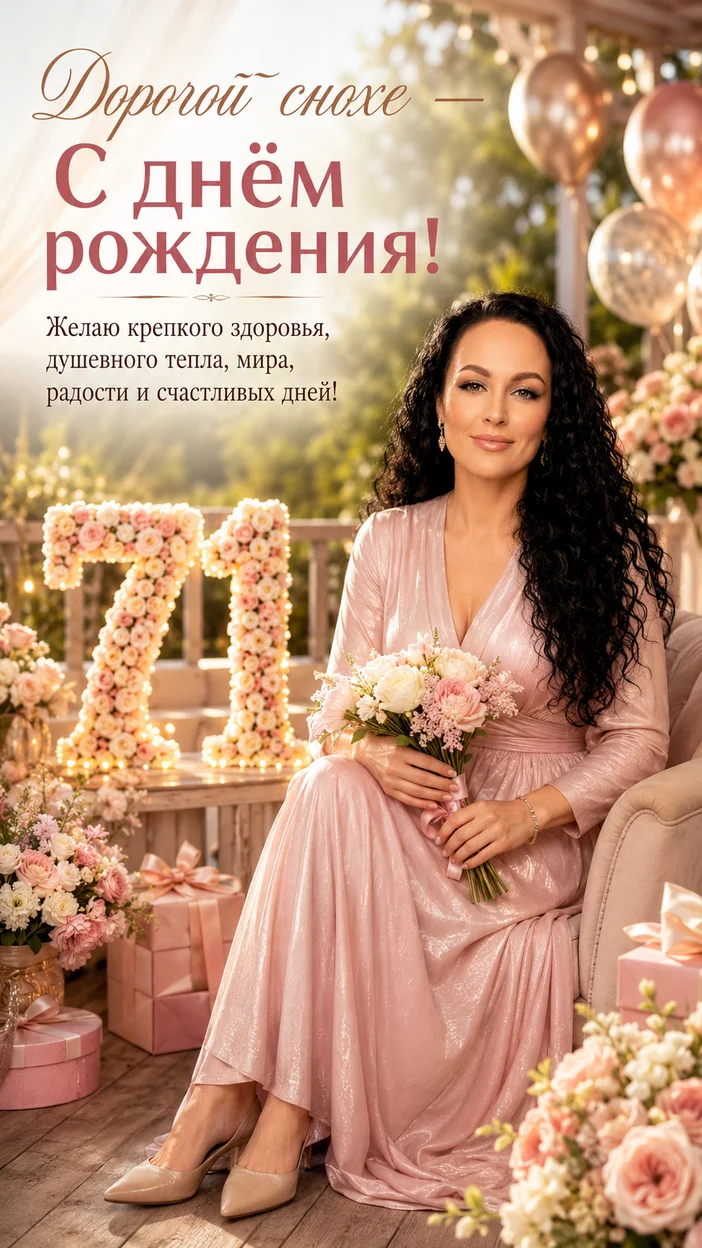 Фотооткрытка для снохи с поздравлением "С днём рождения!"