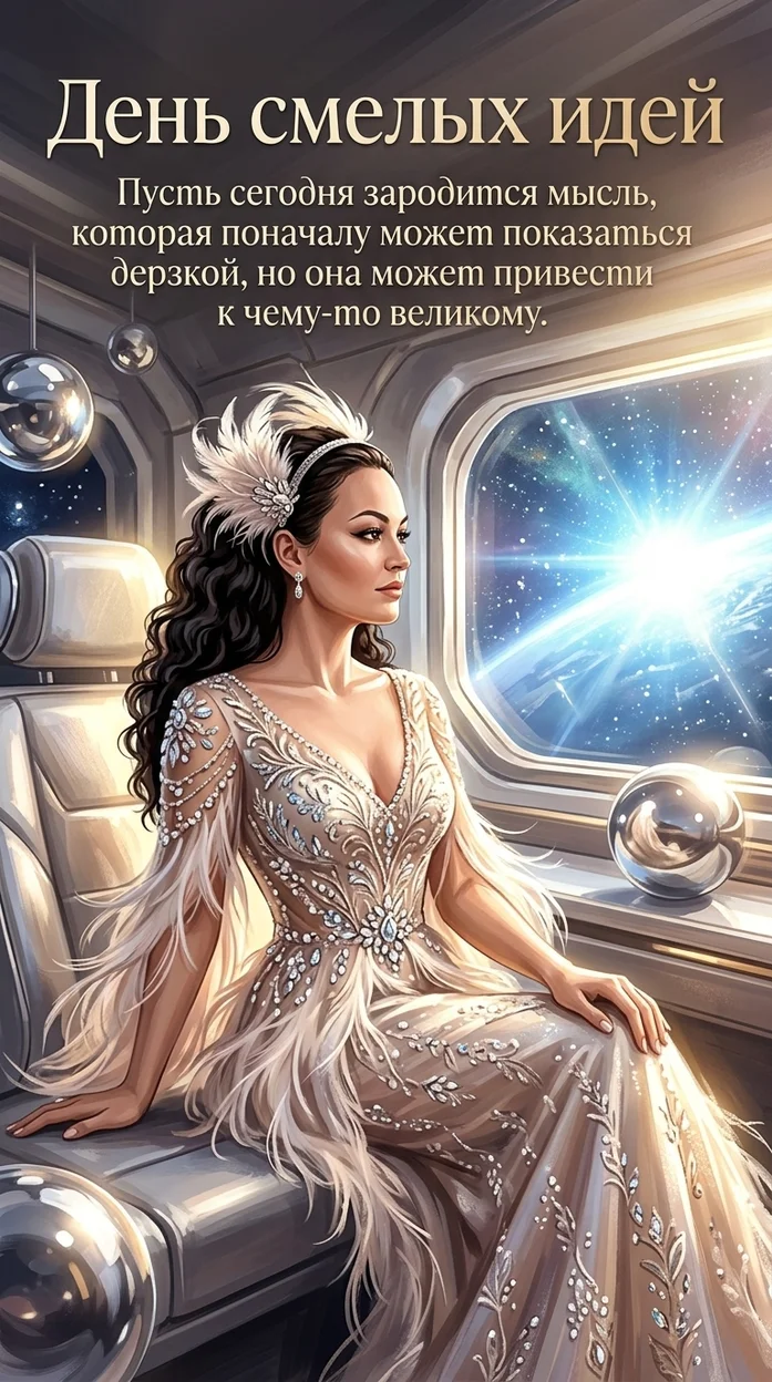 Открытка с вашим фото и пожеланием «День смелых идей» 