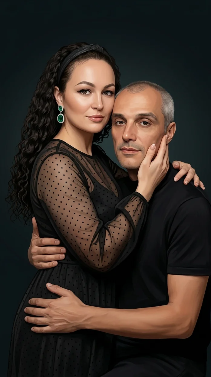  Элегантный парный портрет в тёмном гламуре