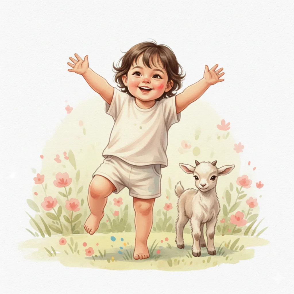 Художественная иллюстрация в нежном детском книжном стиле  с   фото ребенка 