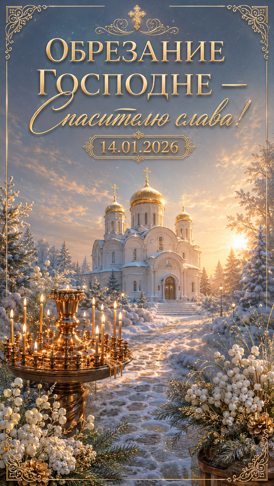 Обрезание Господне — 14.01.2026 — светлая церковная открытка