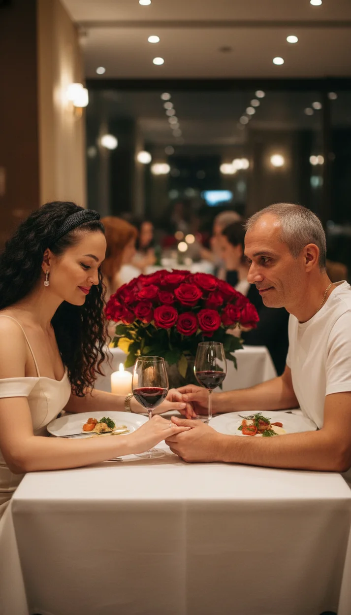 Девушка с парнем в ресторане 