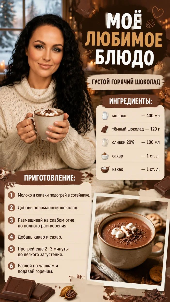 Фотосессия густого горячего шоколада