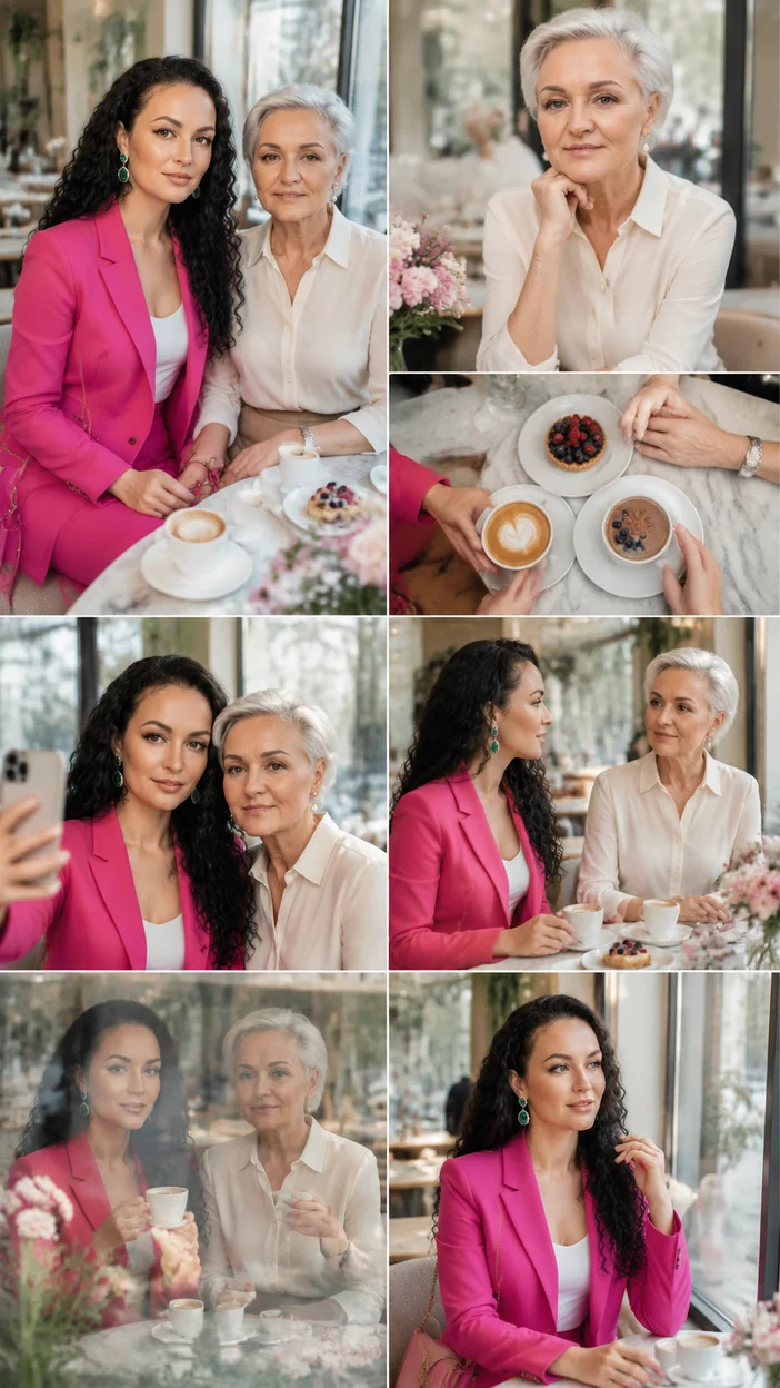  Коллаж с мамой в уютном кафе