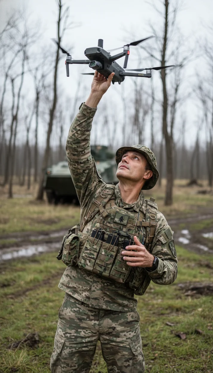  Военный запускает дрон