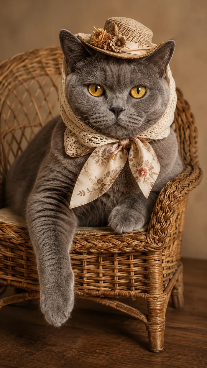 Фотосессия кошки в уютном винтаже