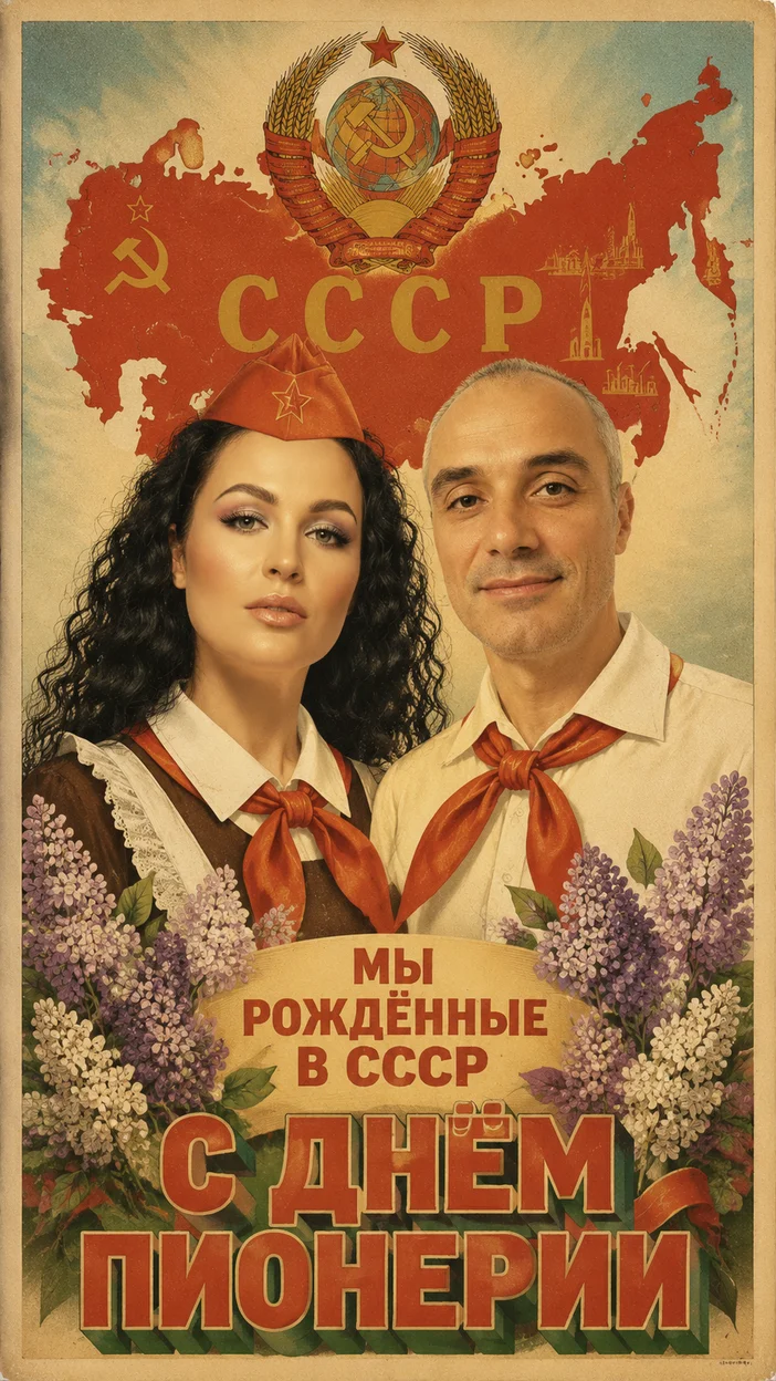 «МЫ РОЖДЁННЫЕ В СССР» Открытка на день Пионерии 