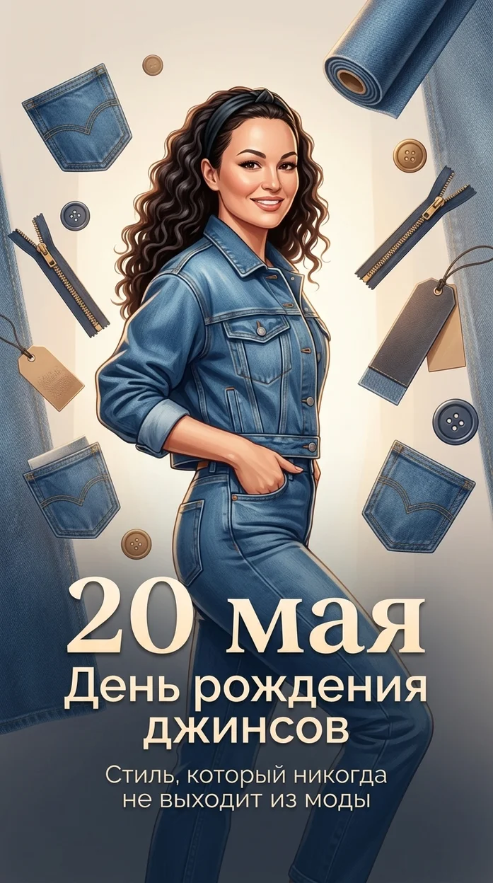 Открытка с вашим фото - «День рождения джинсов» 